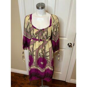 Zimmermann Purple Tan Floral Peasant Dress, Size Medium (2)